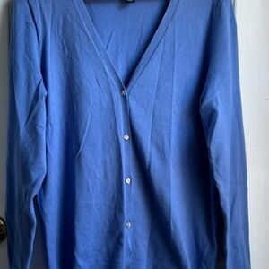 Lands END Vibrant Blue Button-Up Cardigan